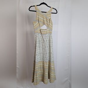 Free People woven cotton tan midi dress w/ cut outs